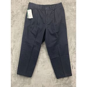 LL Bean Men's Comfort Waist Pants Size 37x27 Flannel Lined‎ Navy 100% Cotton